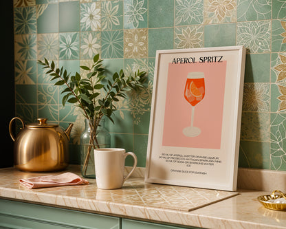Aperol Spritz Cocktail Recipe - Style #3 Framed Poster – Framed Wall Art Poster - Image 1