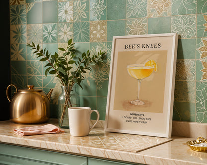 Bee's Knees Cocktail Recipe Framed Poster – Framed Wall Art Poster - Image 1