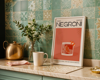 Classic Negroni Cocktail Framed Poster – Framed Wall Art Poster - Image 1