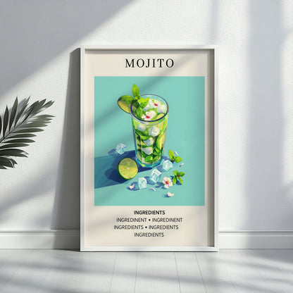 Mojito Cocktail Recipe Framed Poster – Framed Wall Art Poster - Image 2