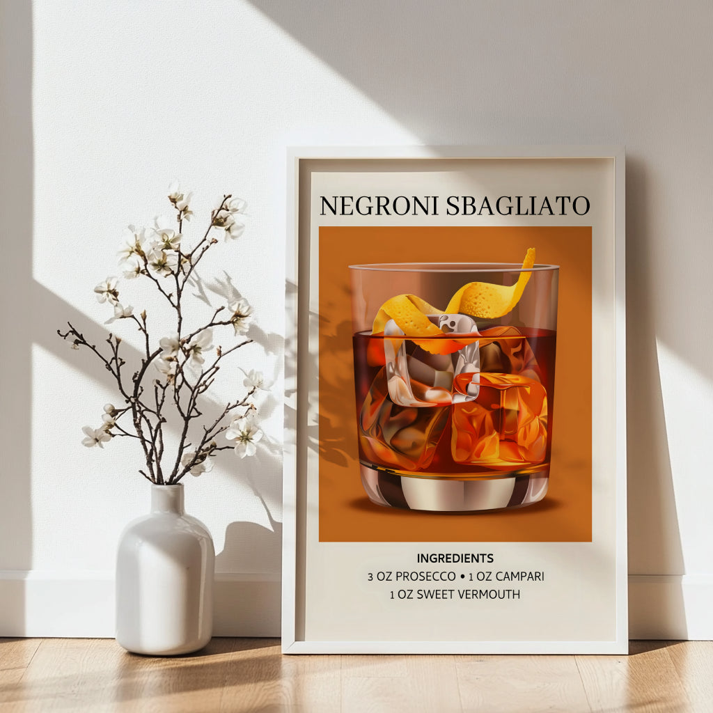 Negroni Sbagliato Cocktail Recipe Framed Poster#1 – Framed Wall Art Poster - Image 4