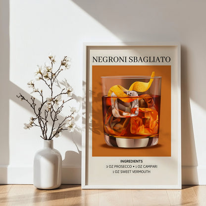 Negroni Sbagliato Cocktail Recipe Framed Poster#1 – Framed Wall Art Poster - Image 4