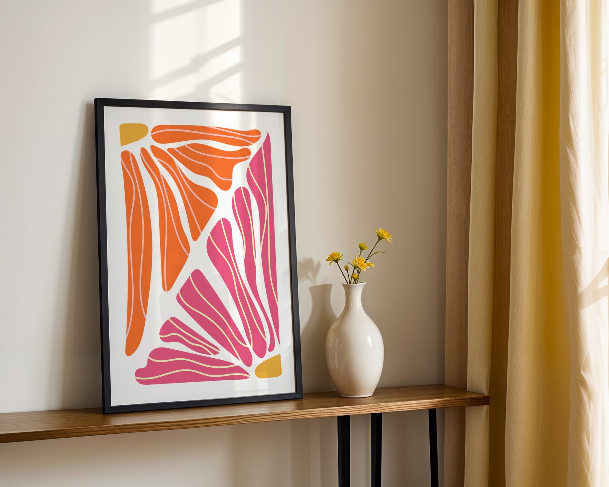 Modern Abstract Floral Petals Colorful Framed Poster – Framed Wall Art Poster - Image 1
