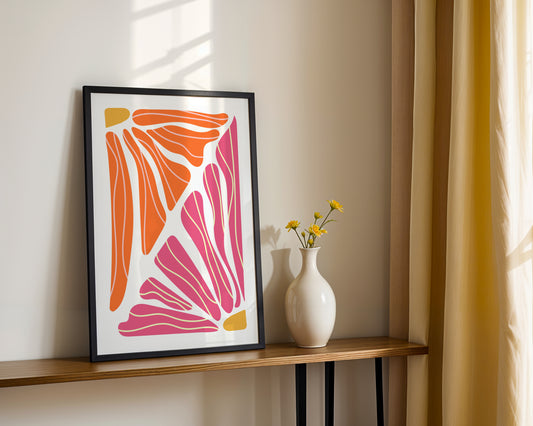 Modern Abstract Floral Petals Colorful Framed Poster – Framed Wall Art Poster - Image 1