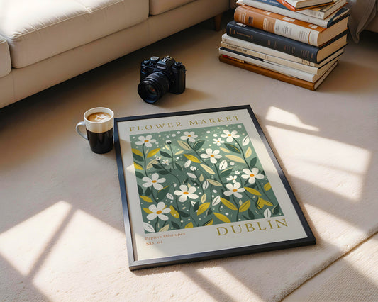 Dublin Flower Market Daisy Botanical Framed Poster – Framed Wall Art Poster - Image 1