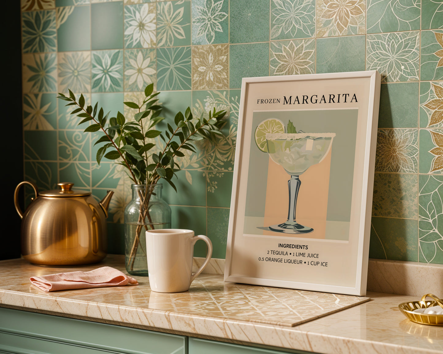 Frozen Margarita Cocktail Recipe Framed Poster – Framed Wall Art Poster - Image 1