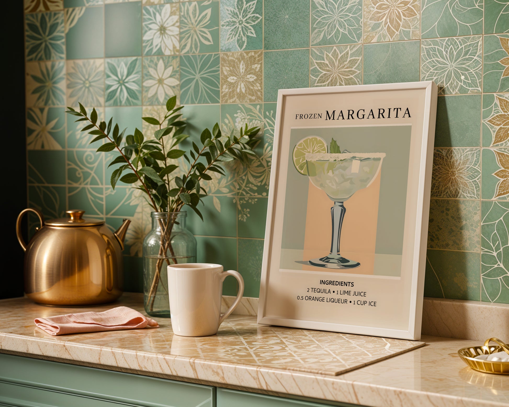 Frozen Margarita Cocktail Recipe Framed Poster – Framed Wall Art Poster - Image 1