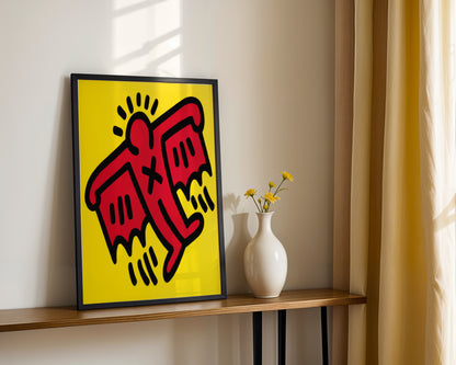Keith Haring Style Radiant Angel Pop Art Framed Poster - View 4