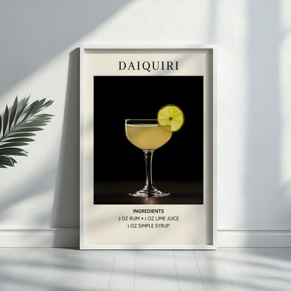 Classic Daiquiri Cocktail Recipe Framed Poster – Framed Wall Art Poster - Image 3