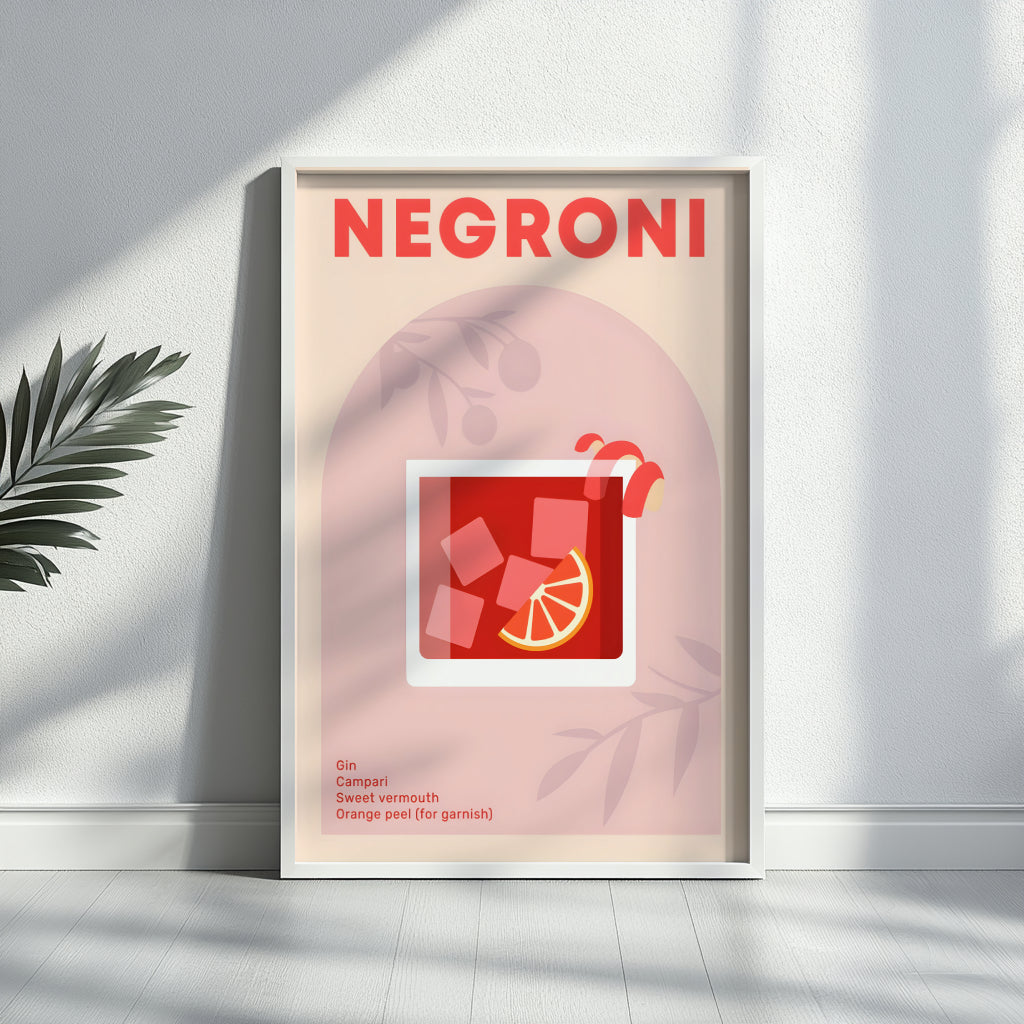 Negroni Cocktail Recipe Framed Poster#2 – Framed Wall Art Poster - Image 2