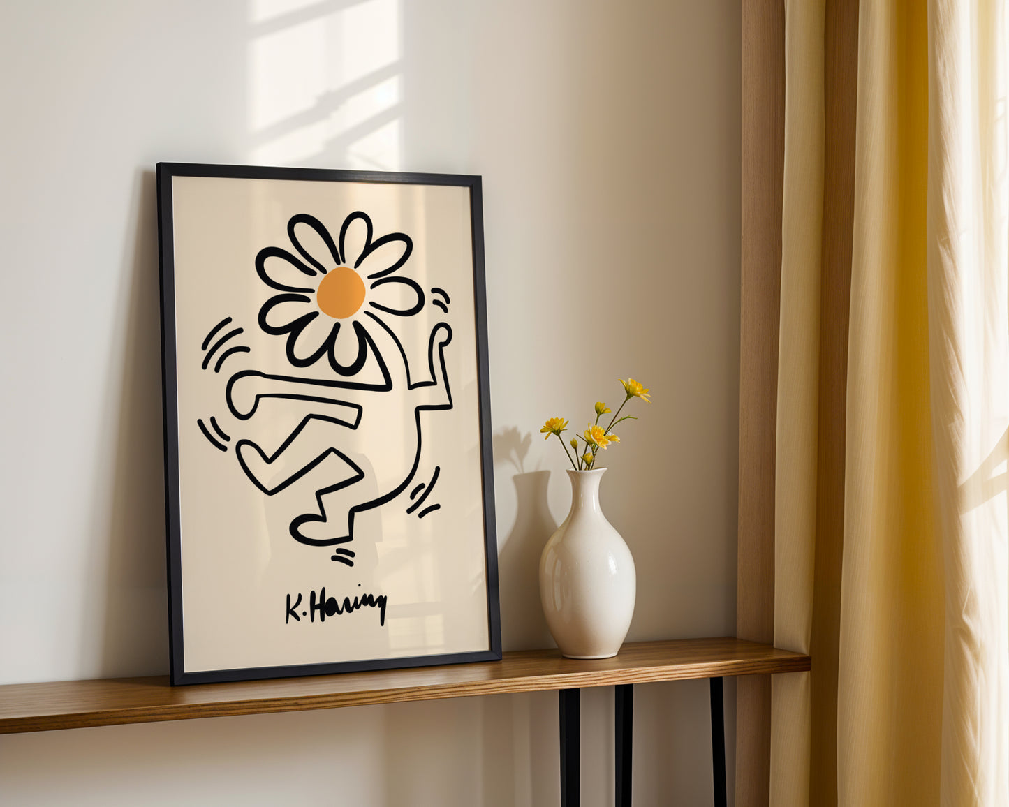 Keith Haring Radiant Flower Man Pop Art Framed Poster - View 1