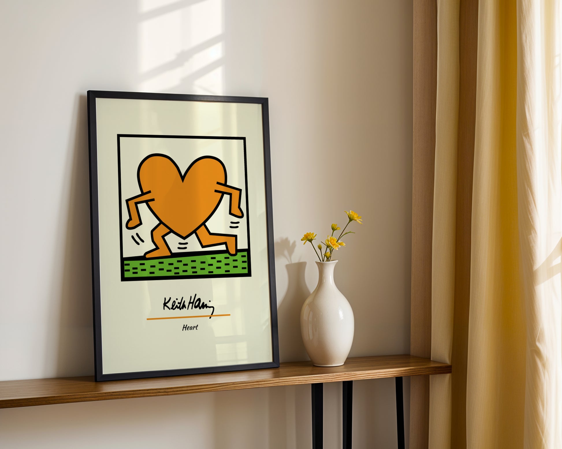 Keith Haring Pop Art Running Heart Framed Poster - View 4
