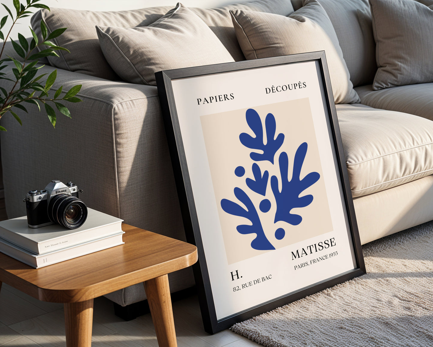 Matisse Blue Abstract Botanical Cut-Out Framed Poster - View 2