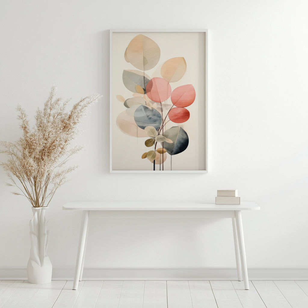 Muted Abstract Botanical Leaves Framed Poster – Framed Wall Art Poster - Image 1
