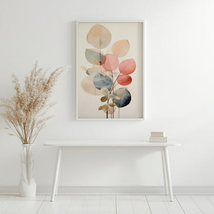 Muted Abstract Botanical Leaves Framed Poster – Framed Wall Art Poster - Image 1