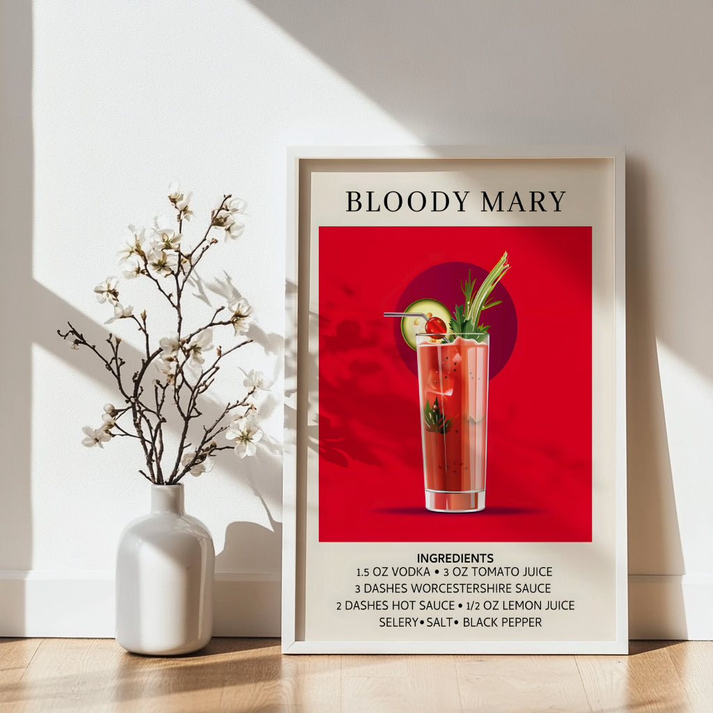 Bloody Mary Cocktail Recipe Framed Poster – Framed Wall Art Poster - Image 3