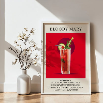 Bloody Mary Cocktail Recipe Framed Poster – Framed Wall Art Poster - Image 3