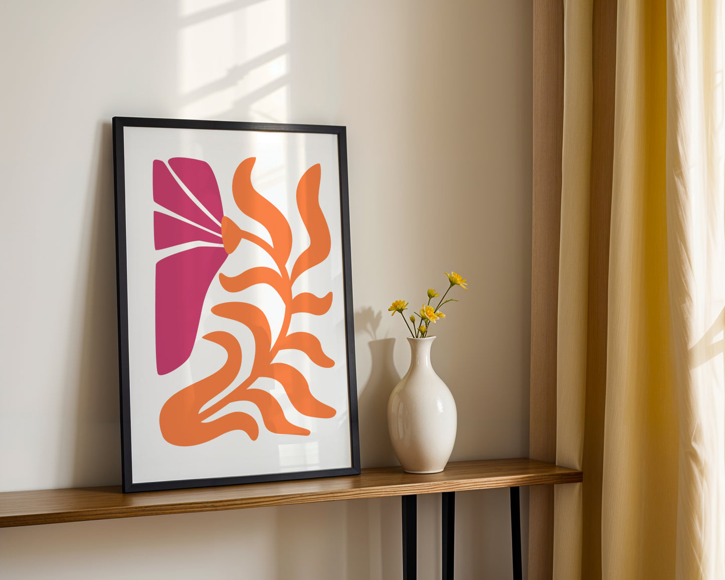Pink & Orange Abstract Floral Framed Poster – Framed Wall Art Poster - Image 4