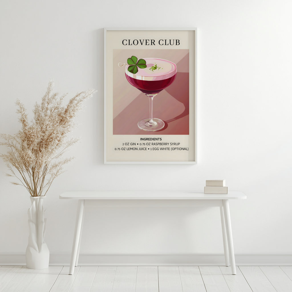 Clover Club Cocktail Recipe Framed Poster – Framed Wall Art Poster - Image 2