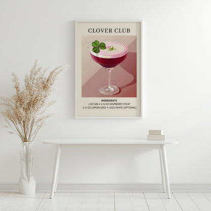 Clover Club Cocktail Recipe Framed Poster – Framed Wall Art Poster - Image 2