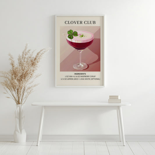 Clover Club Cocktail Recipe Framed Poster – Framed Wall Art Poster - Image 2