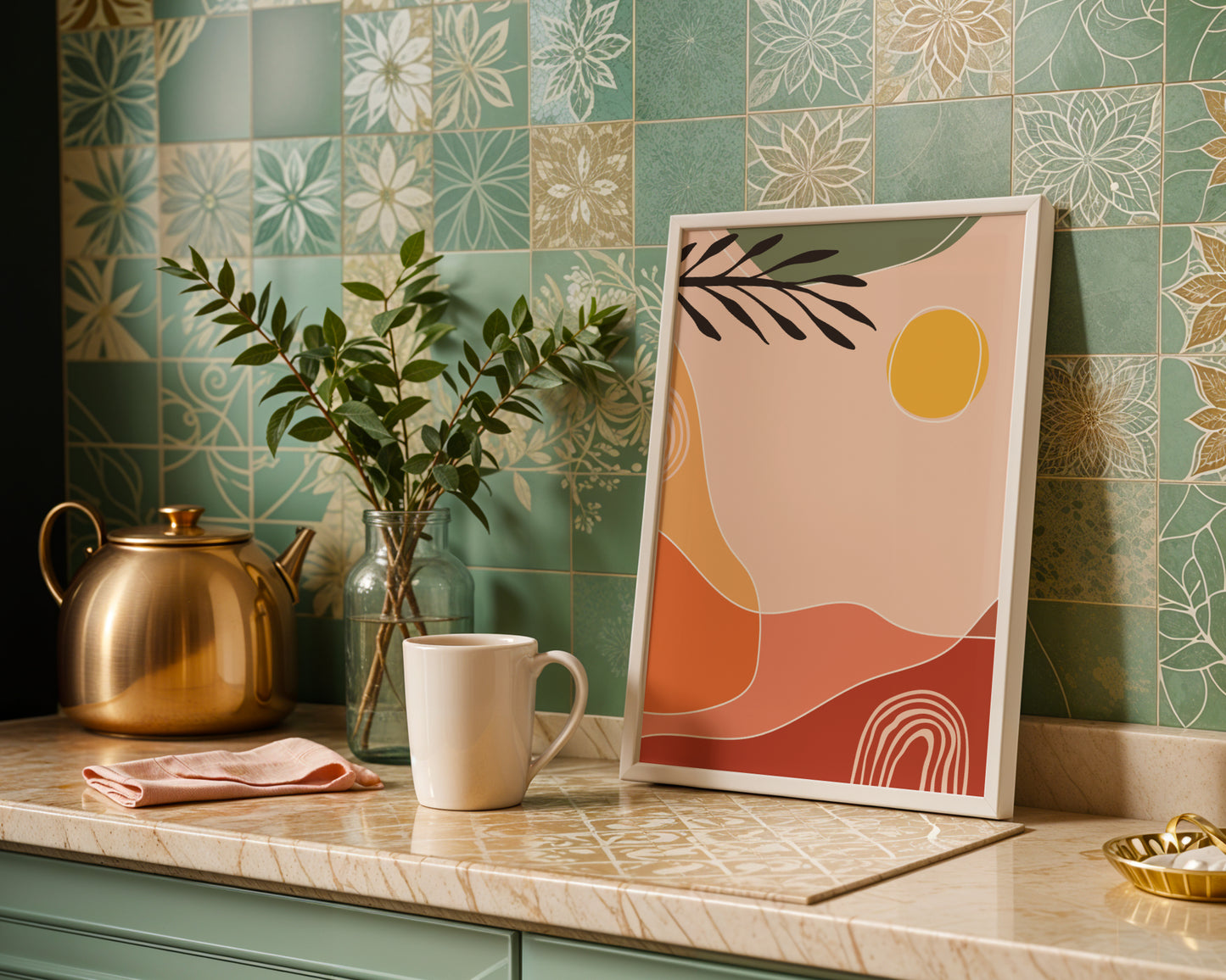 Abstract Bohemian Sun & Earth Tones Framed Poster – Framed Wall Art Poster - Image 2
