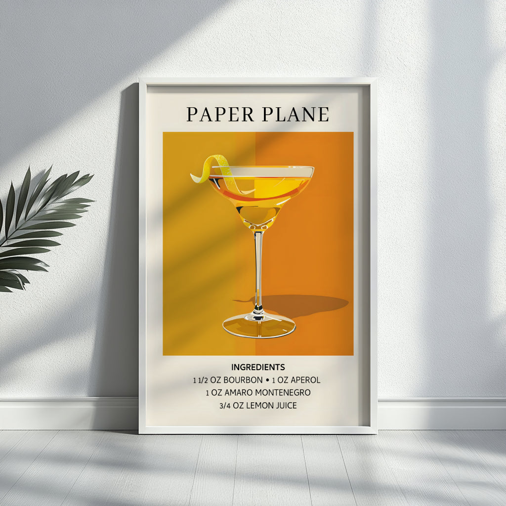 Paper Plane Cocktail Recipe & Ingredients Framed Poster – Framed Wall Art Poster - Image 4