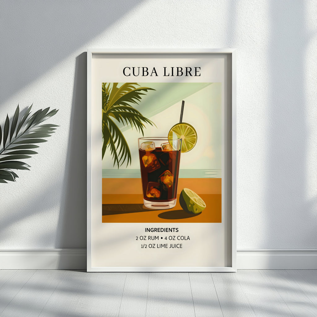 Cuba Libre Cocktail Recipe Framed Poster – Framed Wall Art Poster - Image 2