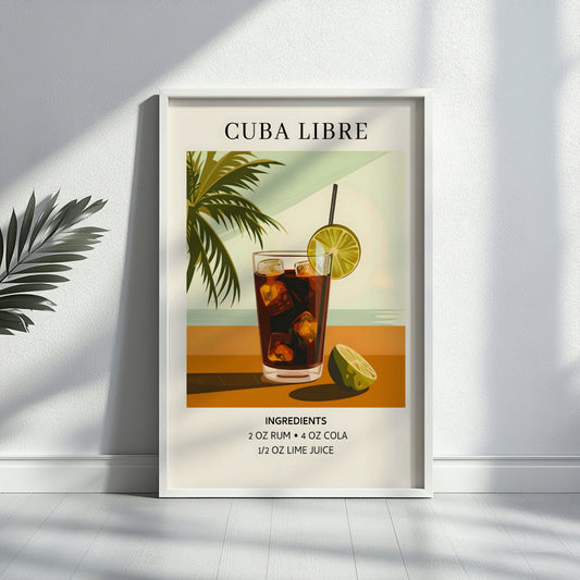 Cuba Libre Cocktail Recipe Framed Poster – Framed Wall Art Poster - Image 2