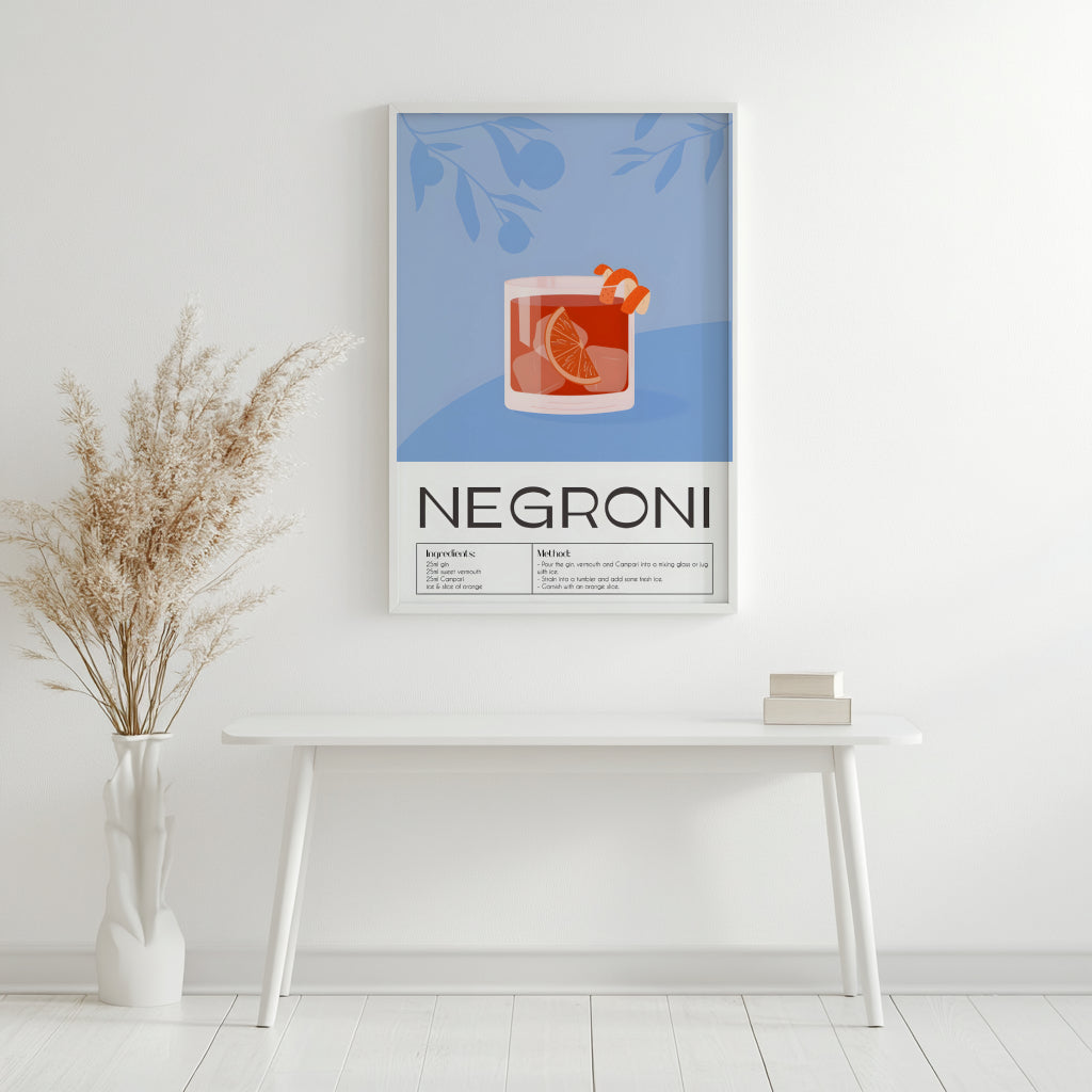 Negroni Cocktail Recipe Framed Poster#1 – Framed Wall Art Poster - Image 3
