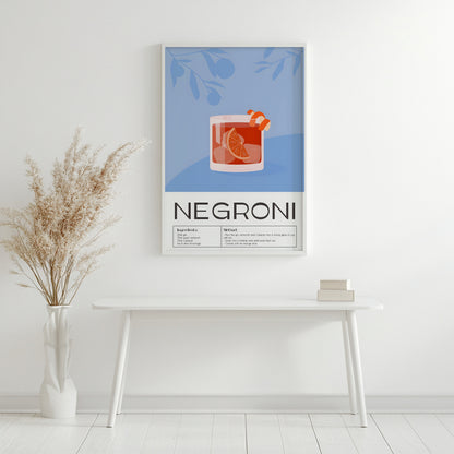 Negroni Cocktail Recipe Framed Poster#1 – Framed Wall Art Poster - Image 3