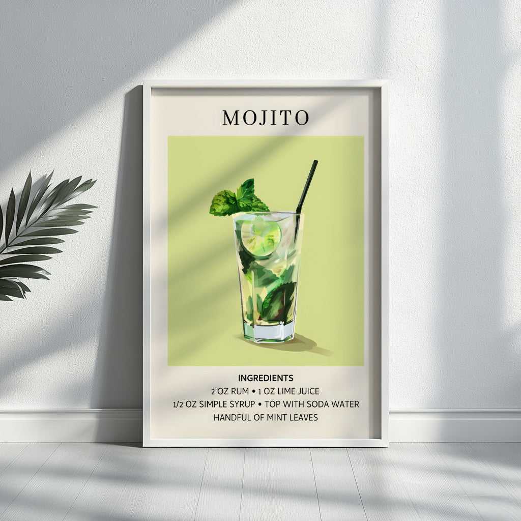 Mojito Recipe Bar Cart Framed Poster – Framed Wall Art Poster - Image 2