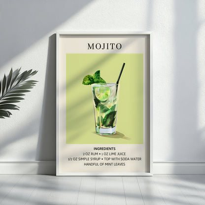 Mojito Recipe Bar Cart Framed Poster – Framed Wall Art Poster - Image 2