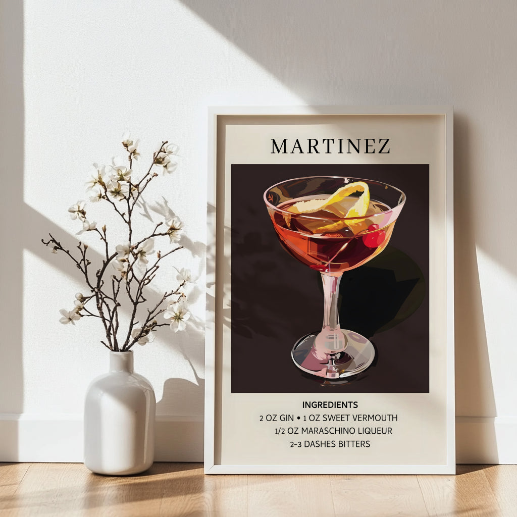 Martinez Cocktail Recipe Framed Poster – Framed Wall Art Poster - Image 4