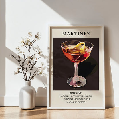 Martinez Cocktail Recipe Framed Poster – Framed Wall Art Poster - Image 4