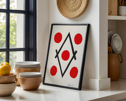 Matisse-Inspired Abstract Red Dots Framed Poster - View 3