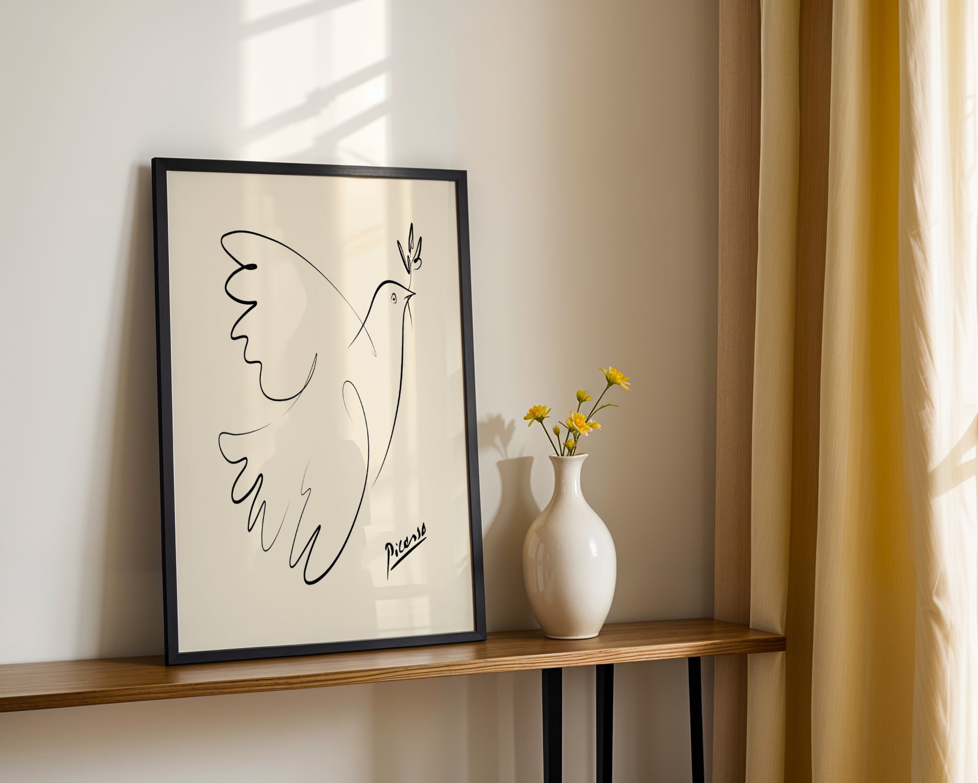 Picasso Dove of Peace Line Art Framed Poster - View 1