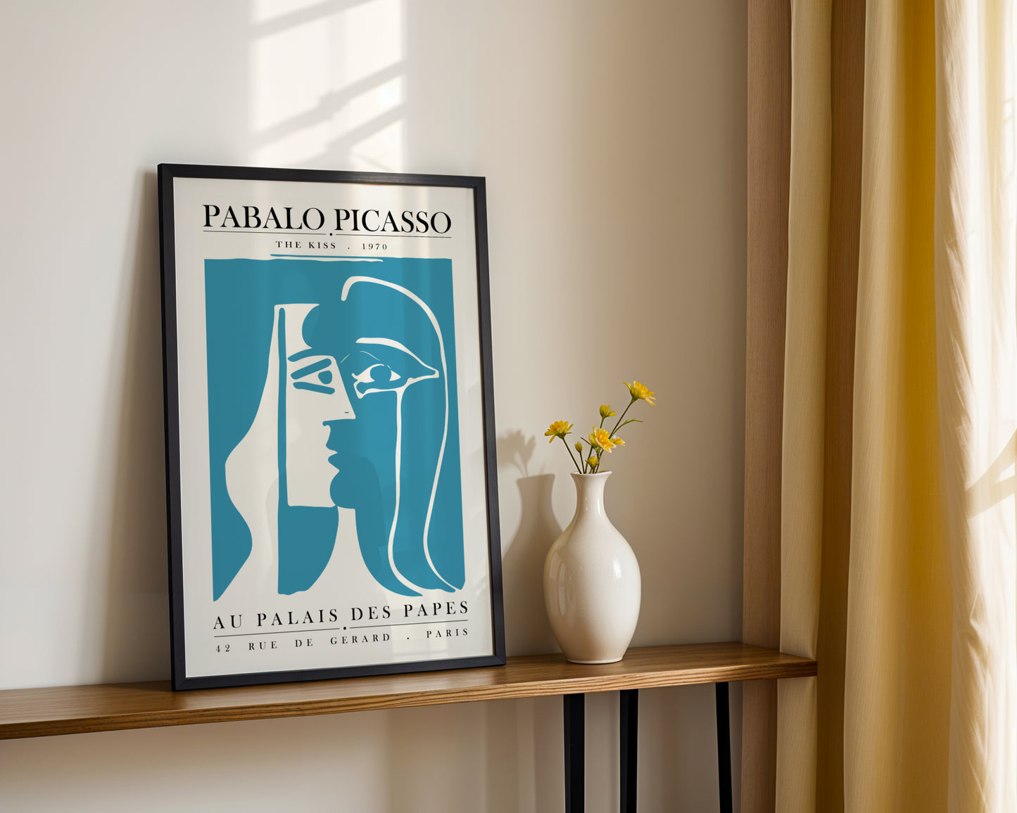 Picasso The Kiss Abstract Cubist Teal Framed Poster - View 4