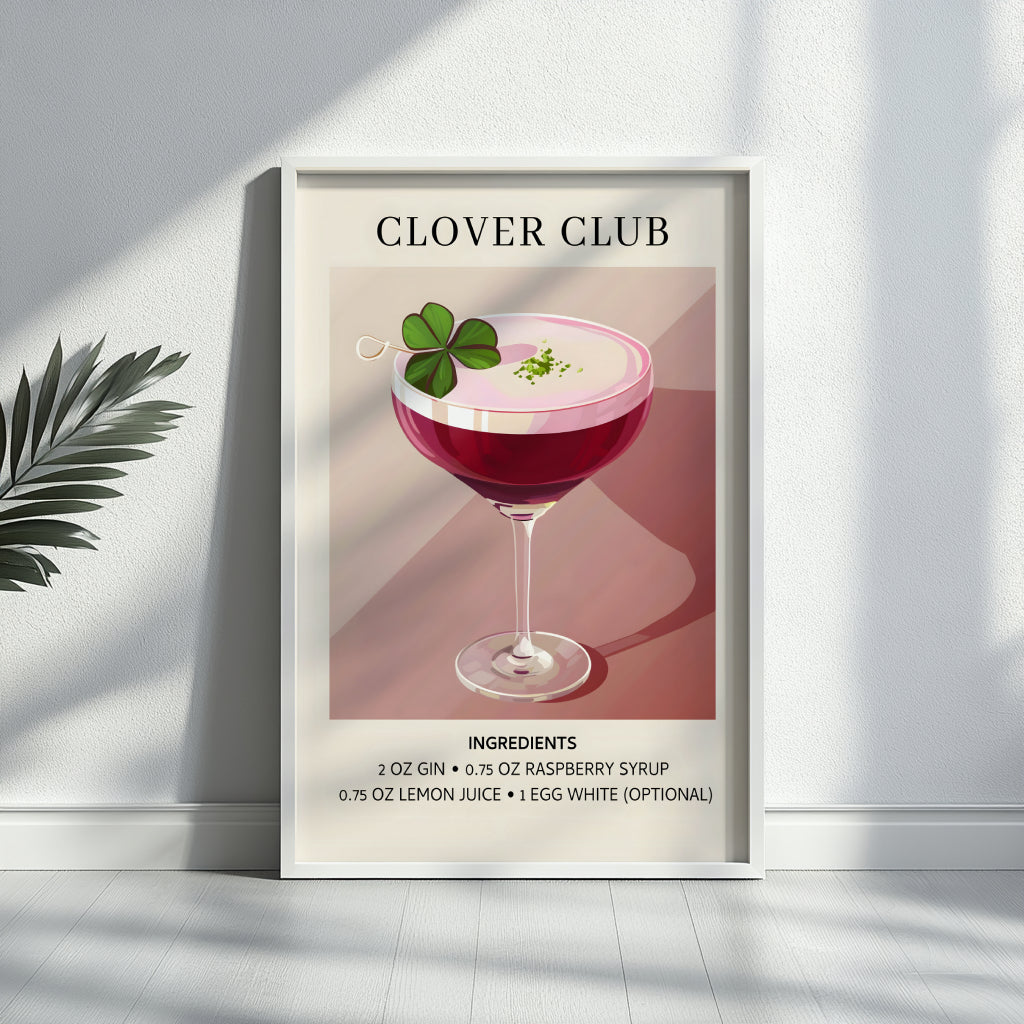 Clover Club Cocktail Recipe Framed Poster – Framed Wall Art Poster - Image 4