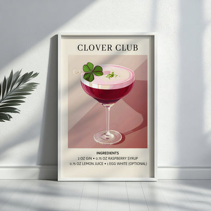 Clover Club Cocktail Recipe Framed Poster – Framed Wall Art Poster - Image 4