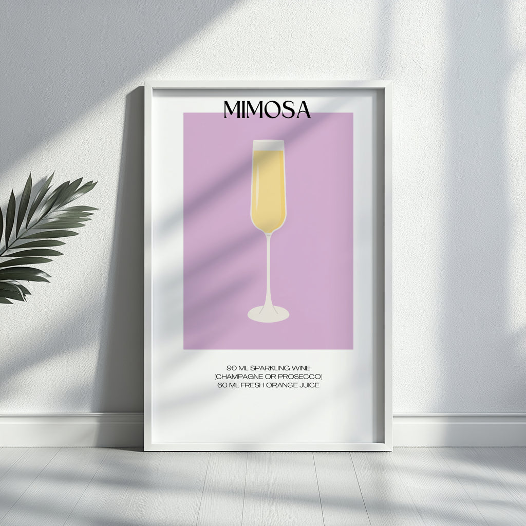 Minimalist Mimosa Cocktail Recipe Framed Poster – Framed Wall Art Poster - Image 3