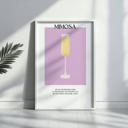 Minimalist Mimosa Cocktail Recipe Framed Poster – Framed Wall Art Poster - Image 3