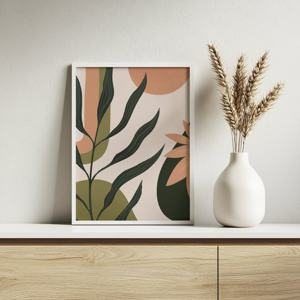 Abstract Botanical Leaves Modern Framed Wall Art Set – Framed Wall Art Poster - Image 4