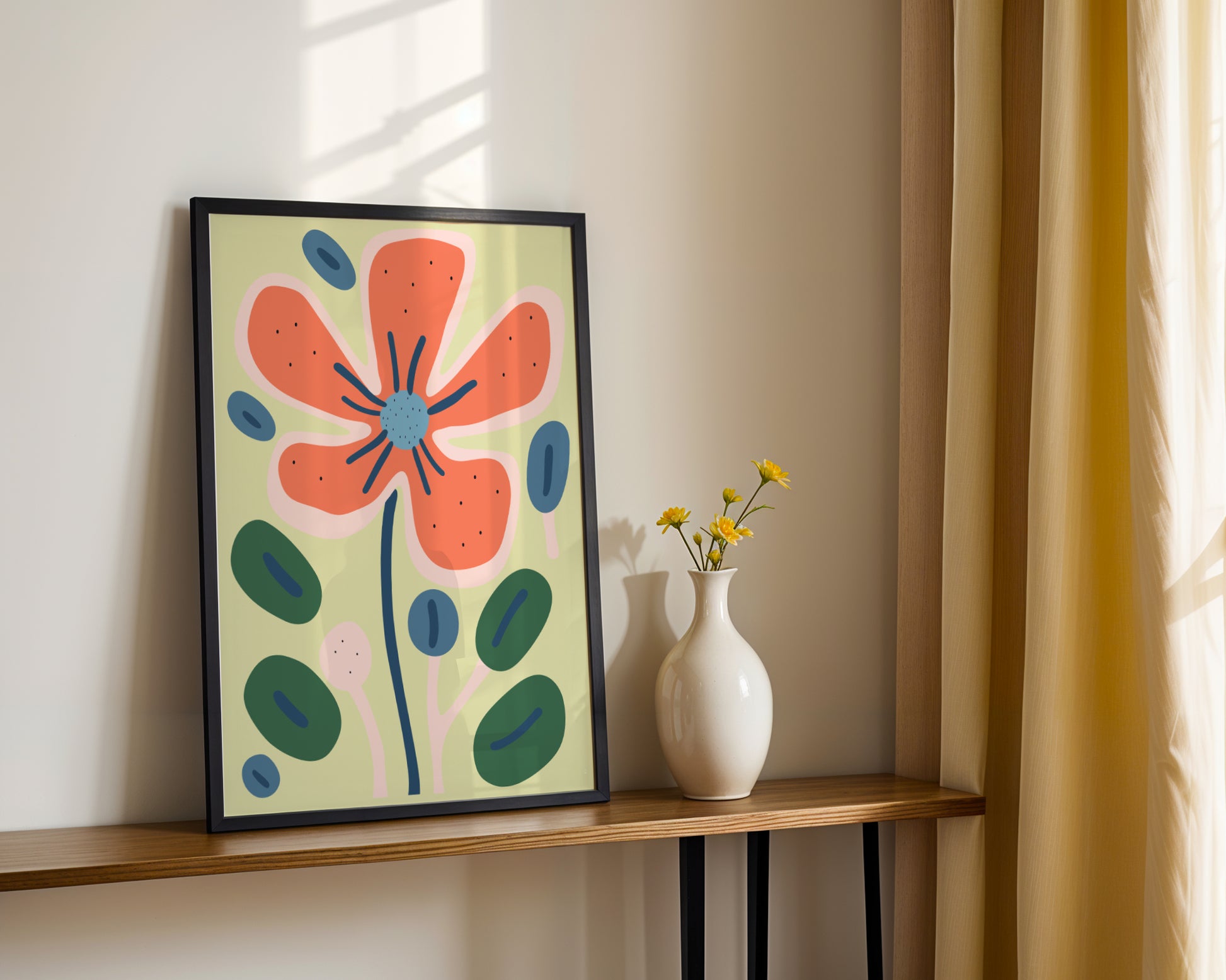 Vibrant Abstract Coral Flower Framed Poster – Framed Wall Art Poster - Image 2