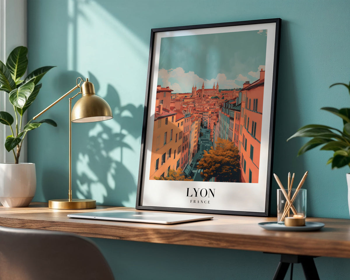 Vibrant Lyon France Cityscape Framed Poster – Framed Wall Art Poster - Image 1