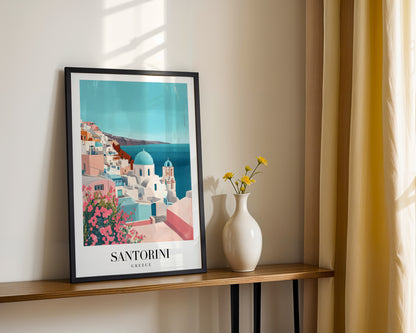 Santorini Greece Cliffside Village Framed Poster – Framed Wall Art Poster - Image 2