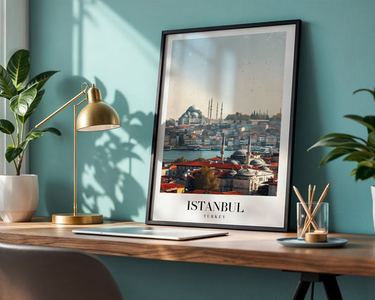 Istanbul Turkey Cityscape Framed Poster – Framed Wall Art Poster - Image 1