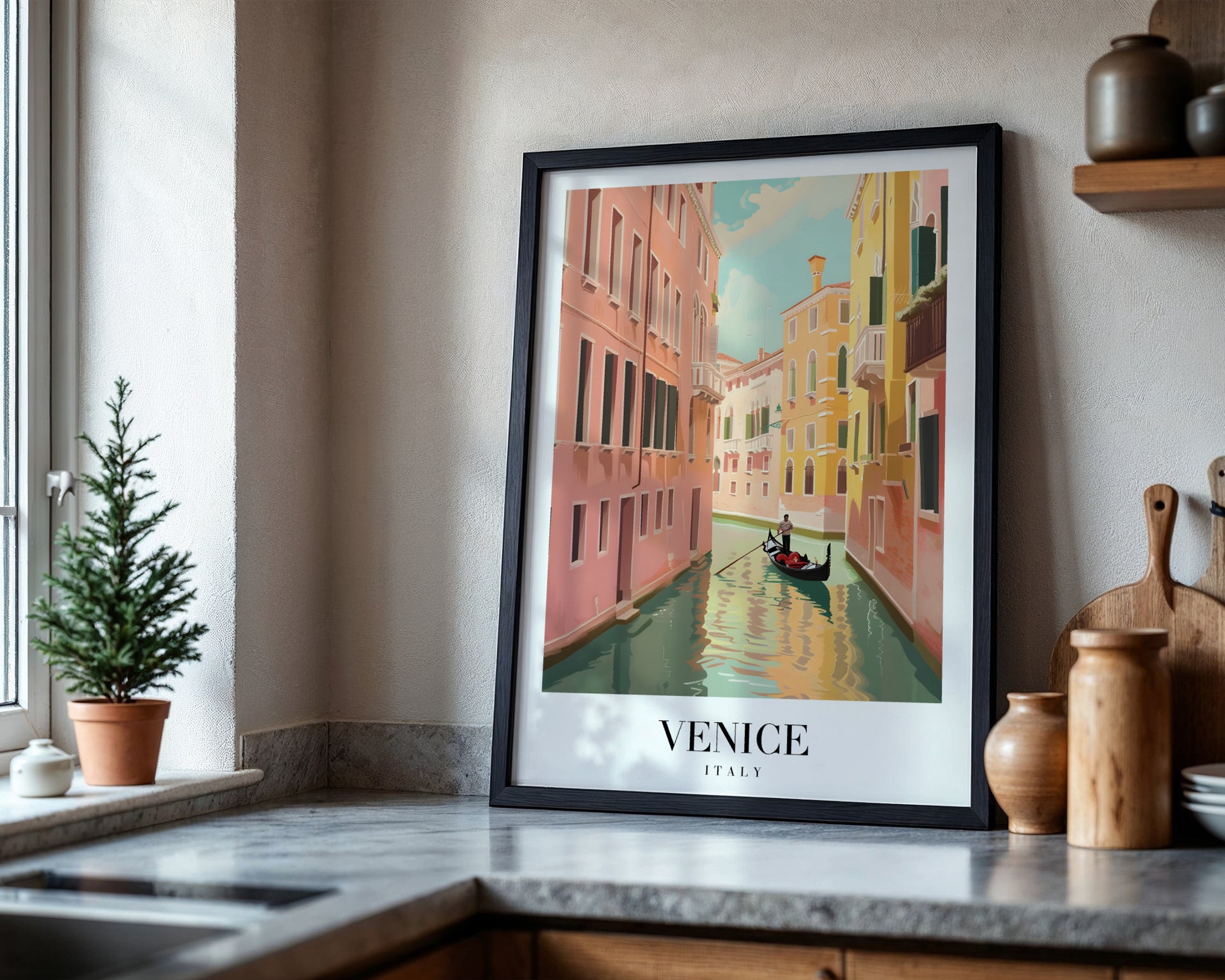 Venice Canal Gondola Framed Poster, Italy Travel Wall Art – Framed Wall Art Poster - Image 4