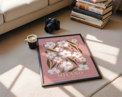 Milano Flower Market White Floral Framed Poster – Framed Wall Art Poster - Image 2