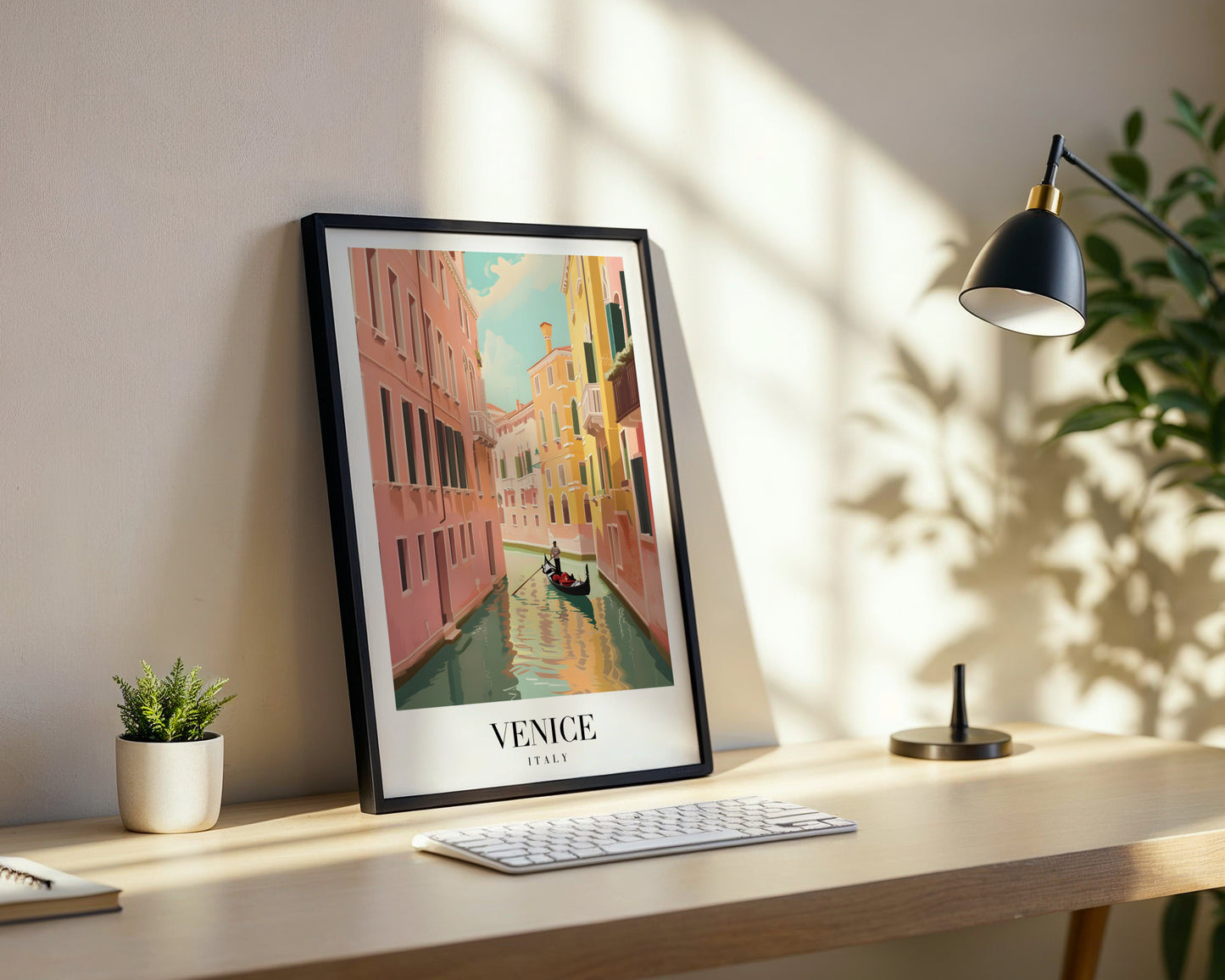 Venice Canal Gondola Framed Poster, Italy Travel Wall Art – Framed Wall Art Poster - Image 3